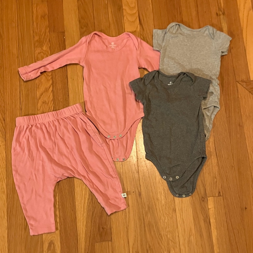 Honest Company 9 month pink/gray bundle